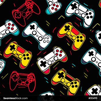 Red And White Video Game Controllers Seamless Pattern