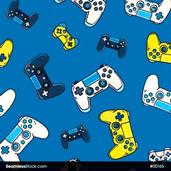 Colorful Video Game Controllers Seamless Pattern