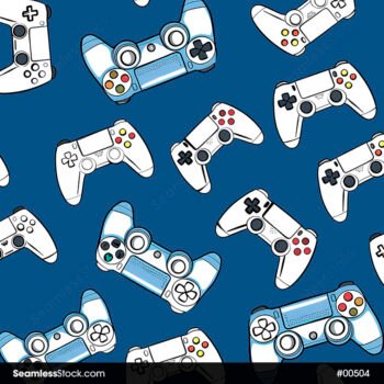 White And Blue Video Game Controls Seamless Pattern