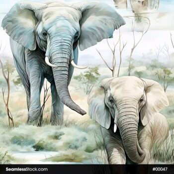 Elephants And Trees Safari Seamless Pattern