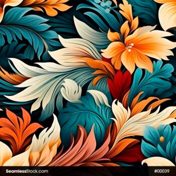 Seamless Pattern Of Colorful Flowers