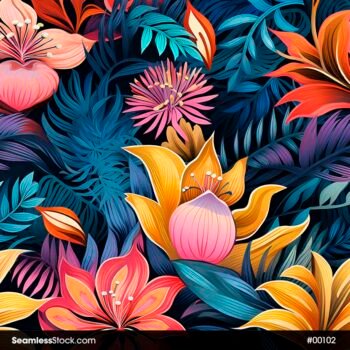 Colorful Flowers Seamless Pattern
