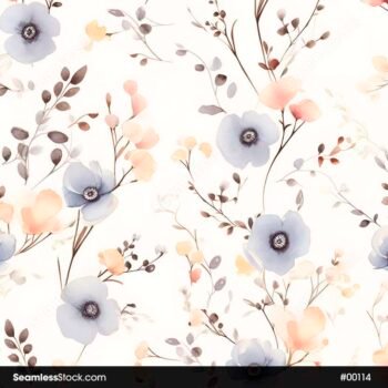 Delicate Flowers And Leaves Seamless Pattern