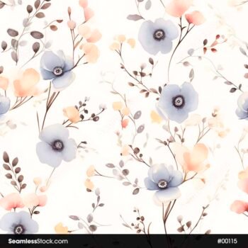 Delicate Flowers And Leaves Seamless Pattern