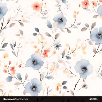 Delicate Flowers And Leaves Seamless Pattern