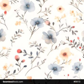 Delicate Flowers And Leaves Seamless Pattern