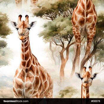 Giraffes And Trees Safari Seamless Pattern