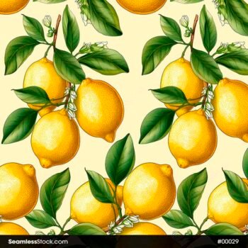 Lemons And Leaves Seamless Pattern