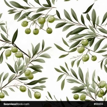 Olives And Leaves Seamless Pattern