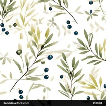 Olives And Leaves Seamless Pattern