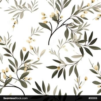Olives And Leaves Seamless Pattern