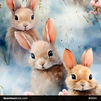 Cute Rabbits Seamless Pattern