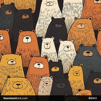 Bears Illustration Seamless Pattern
