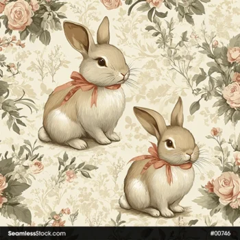 Beautiful Rabbits And Bow Ties Seamless Pattern