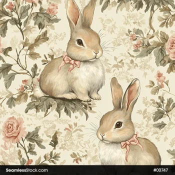 Beautiful Rabbits And Bow Ties Seamless Pattern