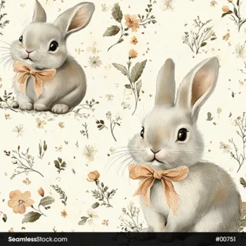 Beautiful Rabbits And Bow Ties Seamless Pattern