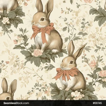 Beautiful Rabbits And Bow Ties Seamless Pattern