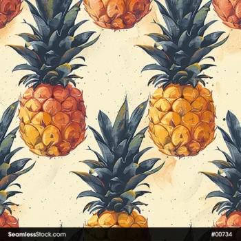 Colorful Pineapples Illustration Seamless Pattern