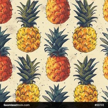 Colorful Pineapples Illustration Seamless Pattern