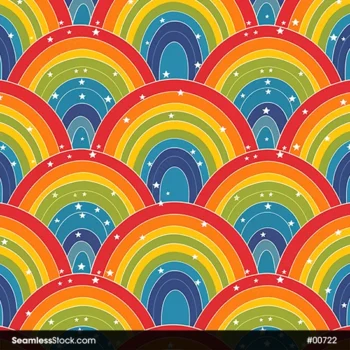 Colorful Rainbows And Stars Seamless Pattern