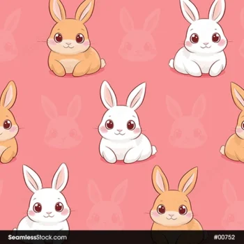 Cute Rabbits On Pink Background Seamless Pattern