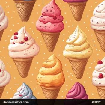 Ice Creams And Sprinkles Seamless Pattern