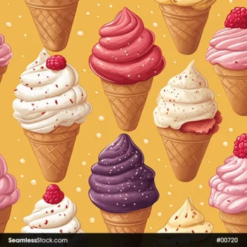 Ice Creams And Sprinkles Seamless Pattern