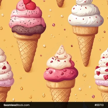 Ice Creams And Sprinkles Seamless Pattern