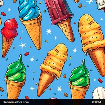 Colorful Ice Creams Seamless Pattern