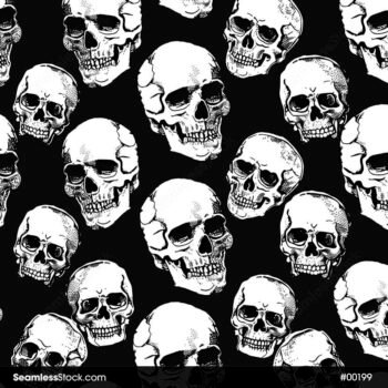 White Skulls Seamless Pattern