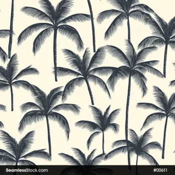 Palm Trees Light Yellow Background Seamless Pattern