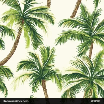 Palm Trees On Light Yellow Background Seamless Pattern