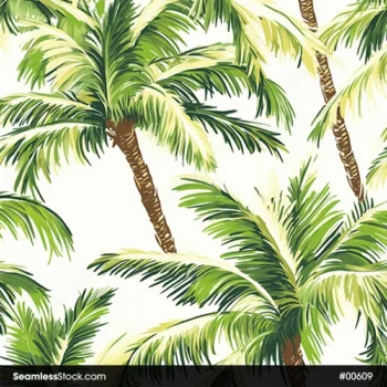 Palm Trees White Background Seamless Pattern