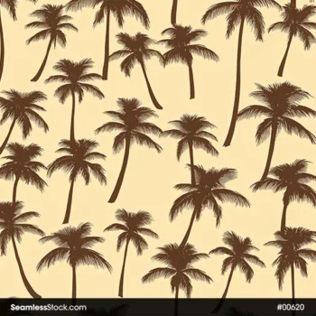 Palm Trees on Yellow Background Seamless Pattern