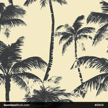 Palm Trees on Grunge Style Seamless Pattern