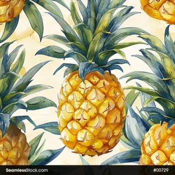 Pineapples Illustration Seamless Pattern