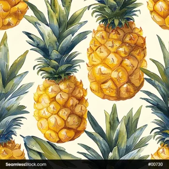 Pineapples Illustration Seamless Pattern