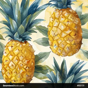Pineapples Illustration Seamless Pattern