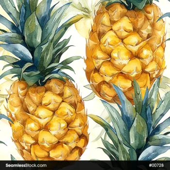 Pineapples Illustration Seamless Pattern