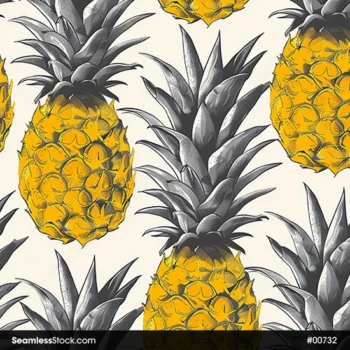 Pineapples Illustration Seamless Pattern