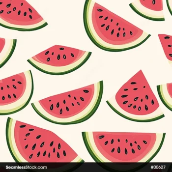 Watermelon Doodle Style Seamless Pattern