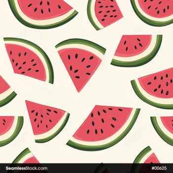 Watermelon Doodle Style Seamless Pattern