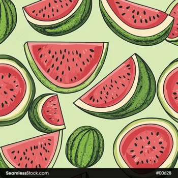 Watermelon Light Green Background Seamless Pattern