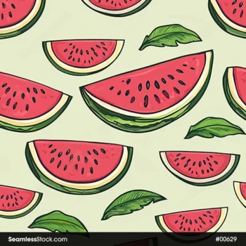 Watermelon Light Lime Background Seamless Pattern