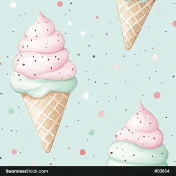 Beautiful Watercolor Ice Creams Seamless Pattern