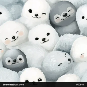 Cute Baby Ice Seals Seamless Pattern