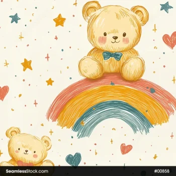 Cute Bears And Rainbows Seamless Pattern