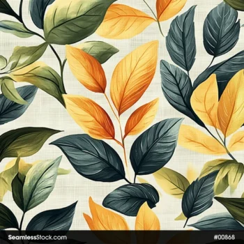 Colorful Leaves On Dotted Background Seamless Pattern