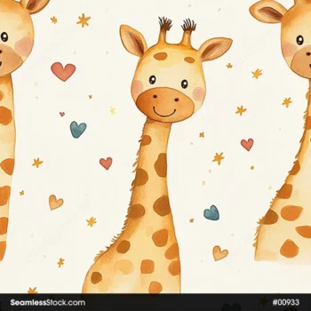 Cute Giraffes And Hearts Seamless Pattern