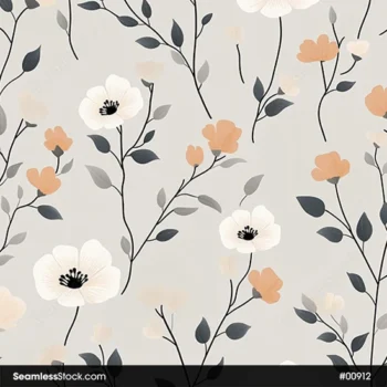 Delicate Flowers And Leaves Seamless Pattern
